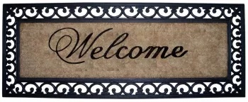 Covoras intrare casa antiderapant fibre cocos cauciuc Welcome 120x45x2 cm 