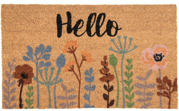 Covoras intrare casa fibre cocos cauciuc Hello 75x45x1 cm 