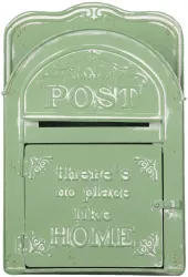 Cutie postala de perete din metal verde 26 cm x 9 cm x 39 h