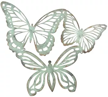 Decoratiune de perete din fier albastru antichizat 53 cm x 1 cm x 45 h 