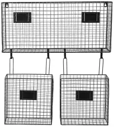 Etajera cu 2 cosuri depozitare din fier negru 56 cm x 12 cm x 65 h 