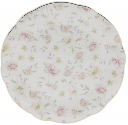 Farfurie din portelan alb cu decor Tuberoze Ø 26 cm x 2 h 