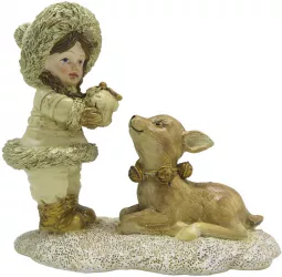 Figurine Fetita si Caprioara polirasina 12x6x12 cm 