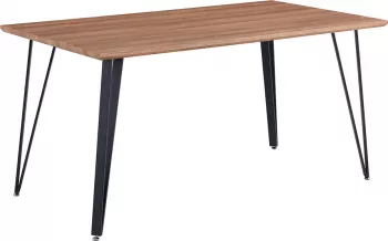 Masa cu blat mdf maro stejar si picioare metal negru Friado 150x80x75 cm 