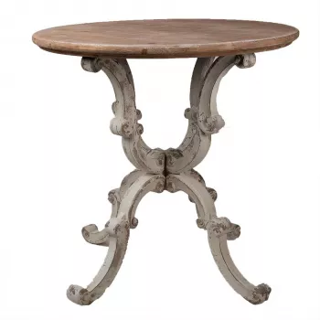 Masa rotunda din lemn maro si bej antichizat Ø 80 cm x 78 h 