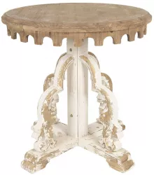 Masa rotunda din lemn natur si alb antichizat Ø 80 cm x 81 h 