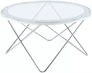 Masuta de cafea cu blat sticla transparenta si picioare crom argintiu Leonel 85x85x45 cm 