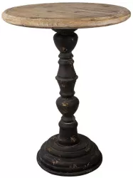 Masuta de cafea din fier maro antichizat si blat din lemn natur Ø 57 cm x 75 h 