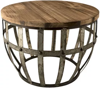Masuta rotunda fier si lemn 45x28x45 cm 