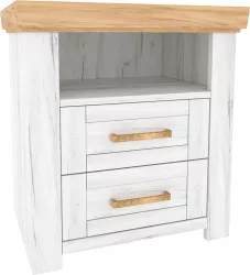 Noptiera din mdf stejar craft auriu si alb Sudbury 58x42x63 cm