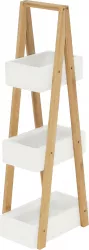 Raft 3 polite din mdf alb bambus natur Vego 18.5x30x81 cm 