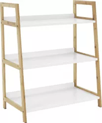 Raft 3 polite din mdf alb si bambus natur Koen 63x36x78 cm 