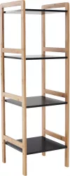 Raft 4 polite din mdf negru si bambus natur Naoko 34x33x110 