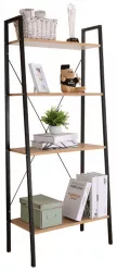Raft 4 polite din mdf stejar si metal negru Thea 60x35x149 cm 
