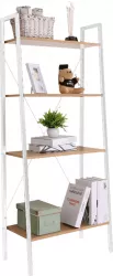 Raft 4 polite mdf stejar si metal alb Thea 60x35x149 cm