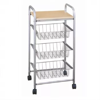 Raft cu 3 cosuri metal si mdf fag Campo 39x36x70 cm