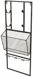 Raft de perete cu cos depozitare din fier maro 32 cm x 12 cm x 82 h 