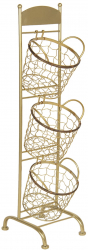 Raft din fier cu 3 cosuri din fier auriu 30 cm x 25 cm x 98 h 