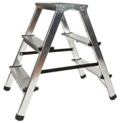 Scara aluminiu 2 tronsoane 2  trepte platforma max 125 kg 0.67 m Drabest 