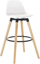 Scaun bar piele ecologica alba picioare fag Evans 38x45x91 cm 