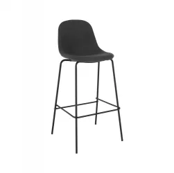Scaun bar tapiterie textil gri picioare metal negru Mariola 50x55x103 cm 