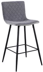 Scaun bar tapiterie textil gri picioare metal negru Torana 43.5x52x106 cm 