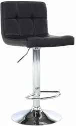 Scaun de bar piele ecologica neagra picior crom Kandy 40x41x87-107 cm 