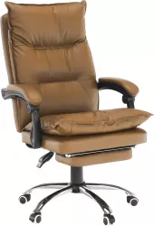Scaun de birou cu suport pentru picioare piele ecologica maro Drake 72x85x118 cm 