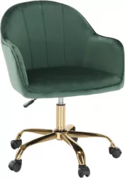 Scaun de birou tapiterie catifea verde crom auriu Erol 59x62x92 cm 