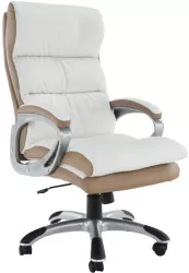 Scaun de birou tapiterie piele ecologica alba maro Kolo 66x77x120 cm 