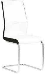 Scaun piele ecologica alba neagra picioare crom Neana 42x42x98 cm 
