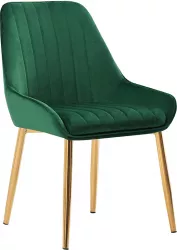 Scaun tapiterie catifea verde smarald picioare crom auriu Perlia 56x62x89 cm 