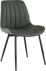 Scaun tapiterie piele ecologica verde picioare metal negru Hazal 49x57x85 cm 
