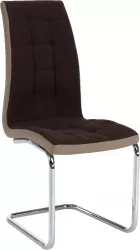 Scaun tapiterie textil maro piele ecologica bej picioare crom Saloma 42x56.5x105 cm 