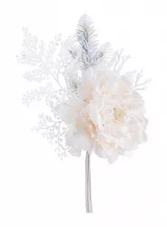 Set 10 flori artificiale Peonia alb bej 22x11x52 cm 