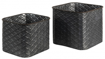 Set 2 ghivece flori din fier gri 20x20x17 cm 