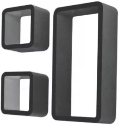 Set 3 etajere mdf negru Trix 42.5x10x39 cm 