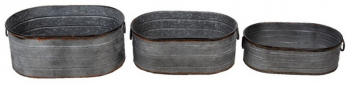 Set 3 ghivece flori din metal gri 57x36x22 cm 