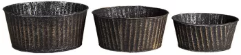 Set 3 ghivece flori din metal negru Ø 24 cm x 11 h 