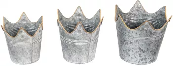 Set 3 ghivece flori metal gri 24x22 21x19 19x17 cm 