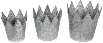 Set 3 ghivece flori metal gri 29x27 25x24 21x20 cm 