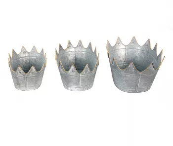 Set 3 ghivece flori metal gri maro 40x27x19 cm 