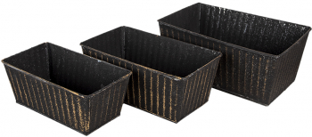 Set 3 jardiniere negru auriu 26x17x12 23x14x10 21x11x9 cm 