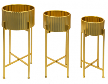 Set 3 suporturi flori fier auriu 38x69 cm 33x63 cm 28x58 cm 