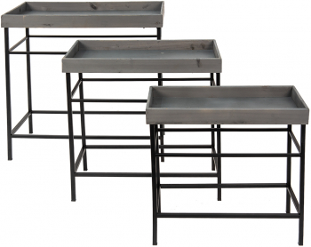Set 3 suporturi flori fier gri 60x32x64 cm 52x27x56 cm 47x22x48 cm 
