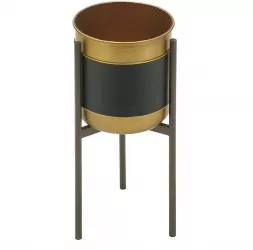 Suport ghiveci flori metal negru auriu 20x45 cm 