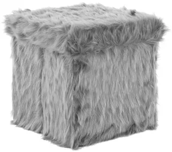 Taburet din blana gri Vasav 37.5x37.5x38 cm 