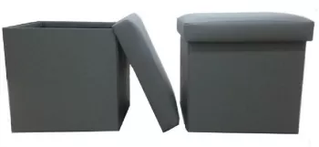 Taburet pliabil piele ecologica gri Tela 40x40x37 cm 