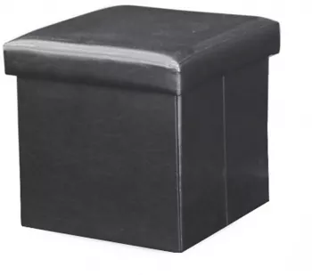 Taburet pliabil piele ecologica neagra Tela 40x40x37 cm 