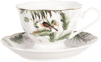 Ceasca cu farfurioara portelan Bird Ø 15 cm x 7 cm 0 22L 